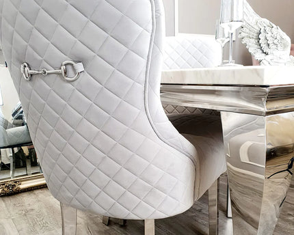 Kate Dining Chair ALL COLOURS with Chrome Clasp & Quilted Back