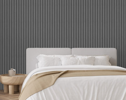 Light Grey Decorative Acoustic Slat Wall Panel - 2400mm x 600mm