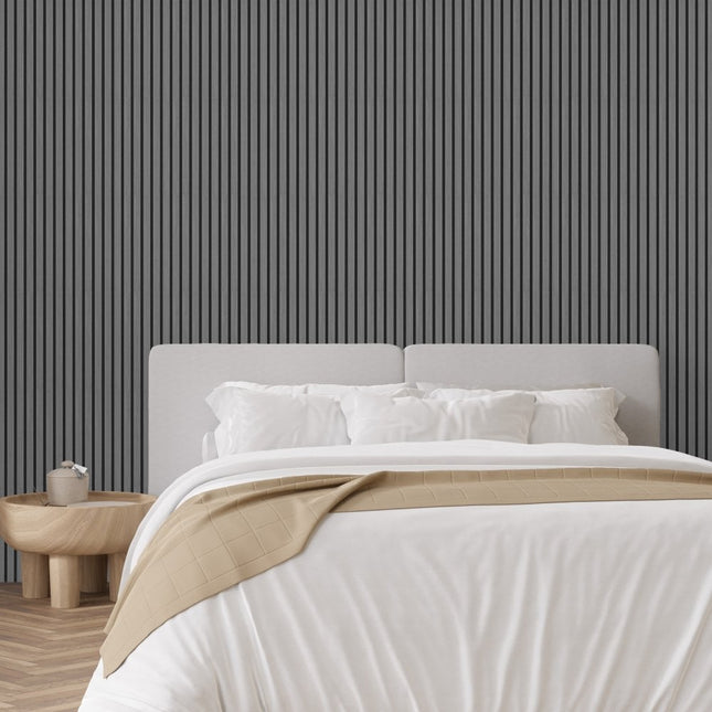 Light Grey Decorative Acoustic Slat Wall Panel - 2400mm x 600mm