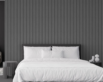 Light Grey Decorative Acoustic Slat Wall Panel - 2400mm x 600mm