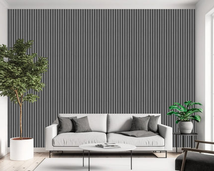 Light Grey Decorative Acoustic Slat Wall Panel - 2400mm x 600mm
