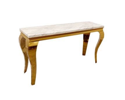 Louis Gold Console Table with Ivory Smoke Marble Top