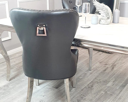 Mayfair Leather Dining Chairs ALL COLOURS Plain Back/Square Knocker