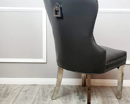 Mayfair Leather Dining Chairs ALL COLOURS Plain Back/Square Knocker