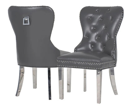 Mayfair Leather Dining Chairs ALL COLOURS Plain Back/Square Knocker