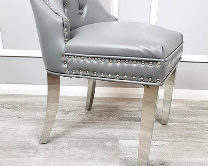 Mayfair Leather Dining Chairs ALL COLOURS Plain Back/Square Knocker
