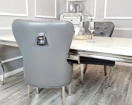 Mayfair Leather Dining Chairs ALL COLOURS Plain Back/Square Knocker