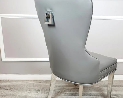 Mayfair Leather Dining Chairs ALL COLOURS Plain Back/Square Knocker