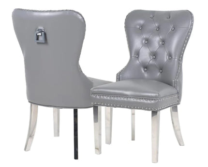 Mayfair Leather Dining Chairs ALL COLOURS Plain Back/Square Knocker