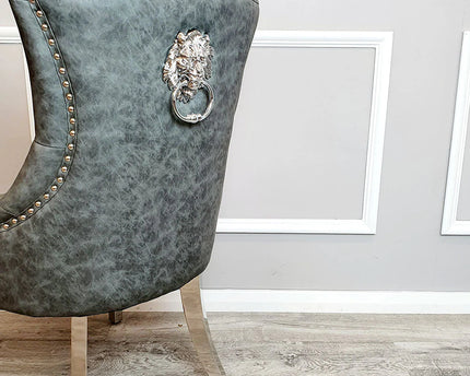 Megan Dining Chair ALL COLOURS Plain Back/Lion Knocker