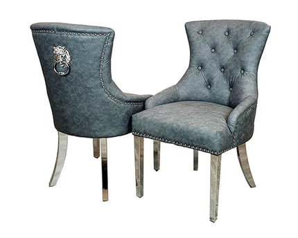 Megan Dining Chair ALL COLOURS Plain Back/Lion Knocker