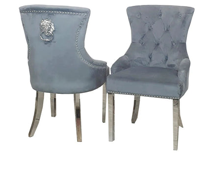 Megan Dining Chair ALL COLOURS Plain Back/Lion Knocker