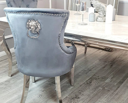 Megan Dining Chair ALL COLOURS Plain Back/Lion Knocker