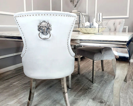 Megan Dining Chair ALL COLOURS Plain Back/Lion Knocker
