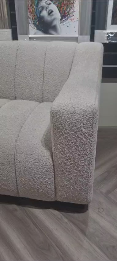 Load video: Aluxo Astoria 3 Seater Sofa in Boucle Fabric
