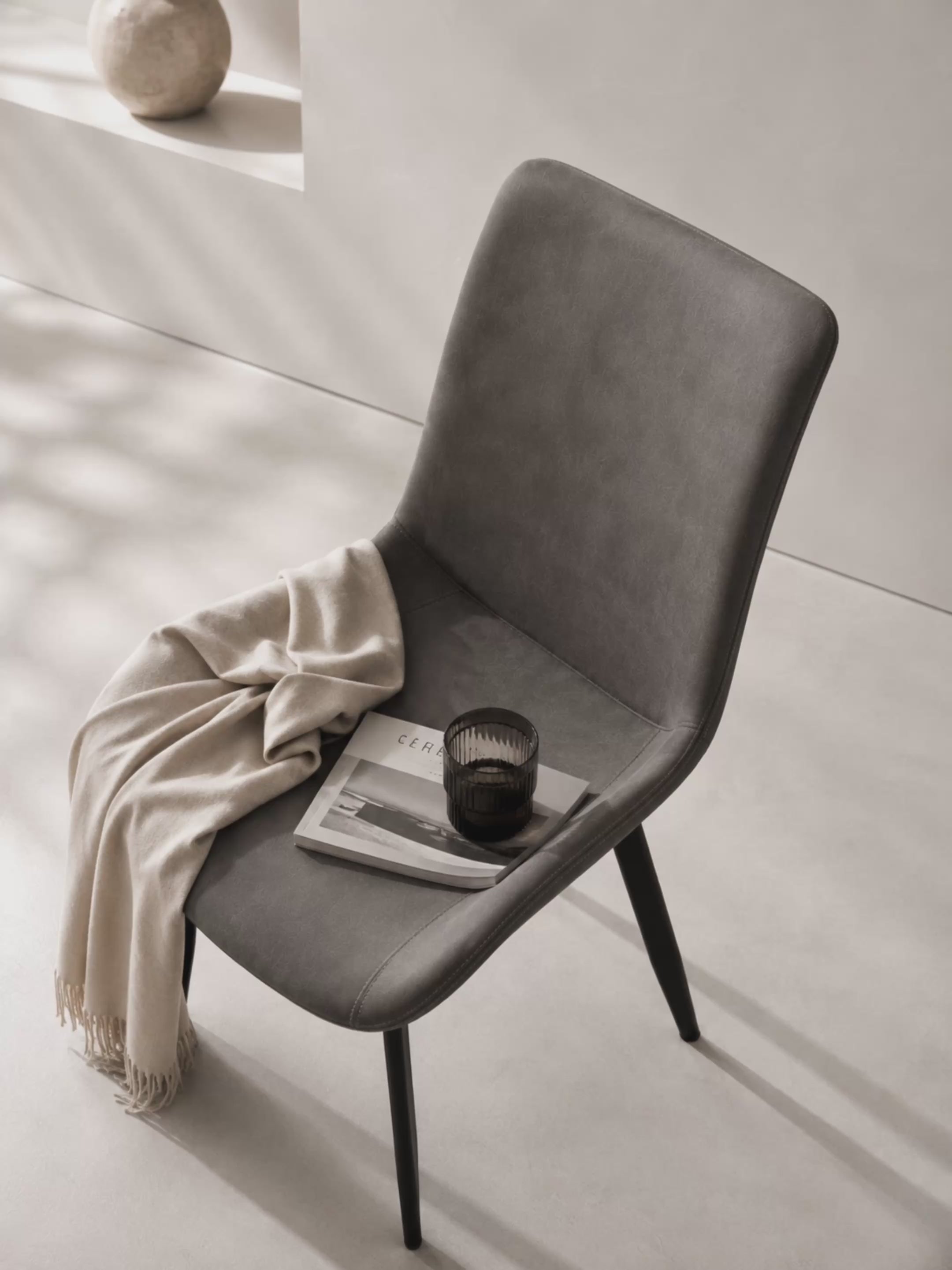 Load video: Grey suede Chair
