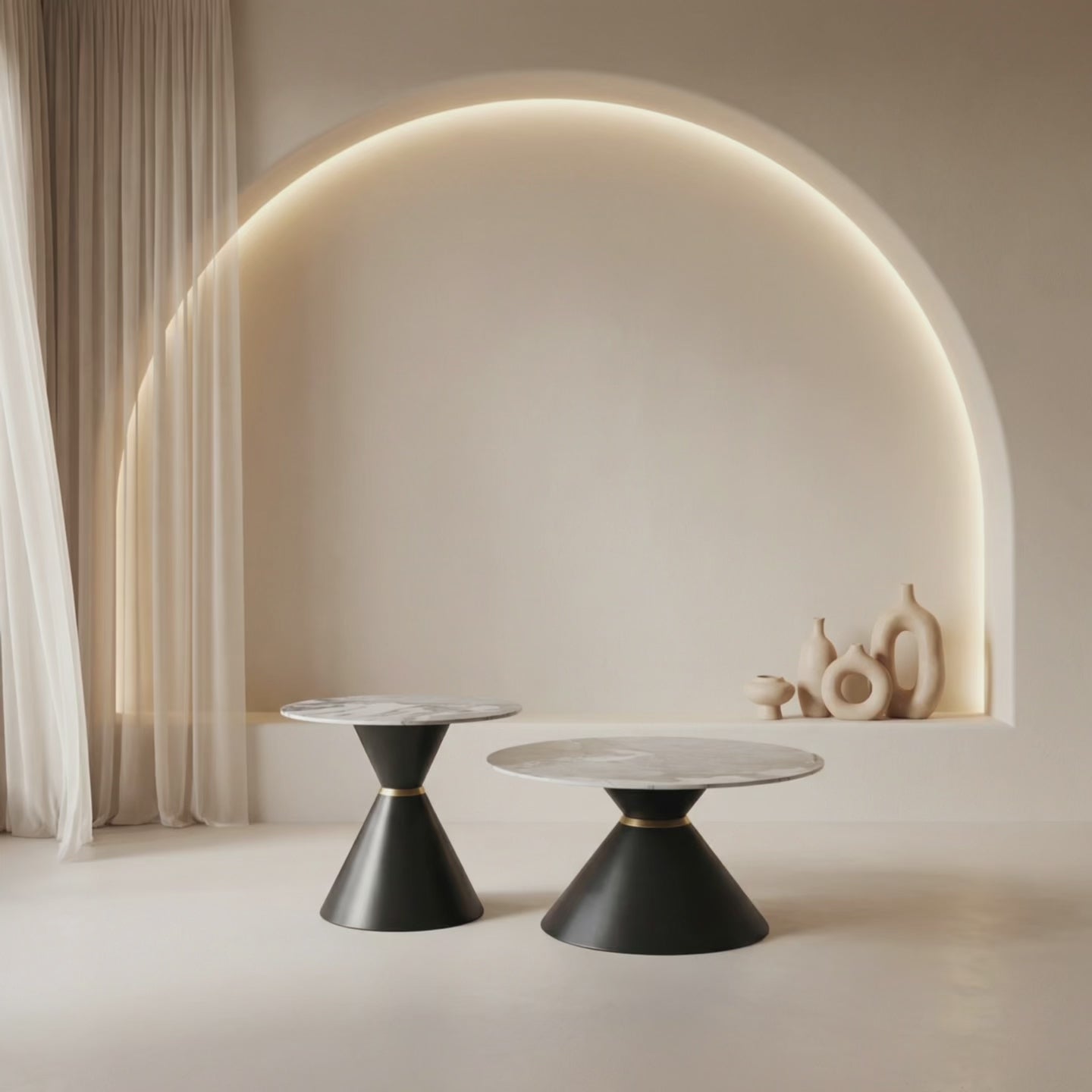 Load video: Set Of 2 "Lune" Ceramic Nesting Coffee Tables