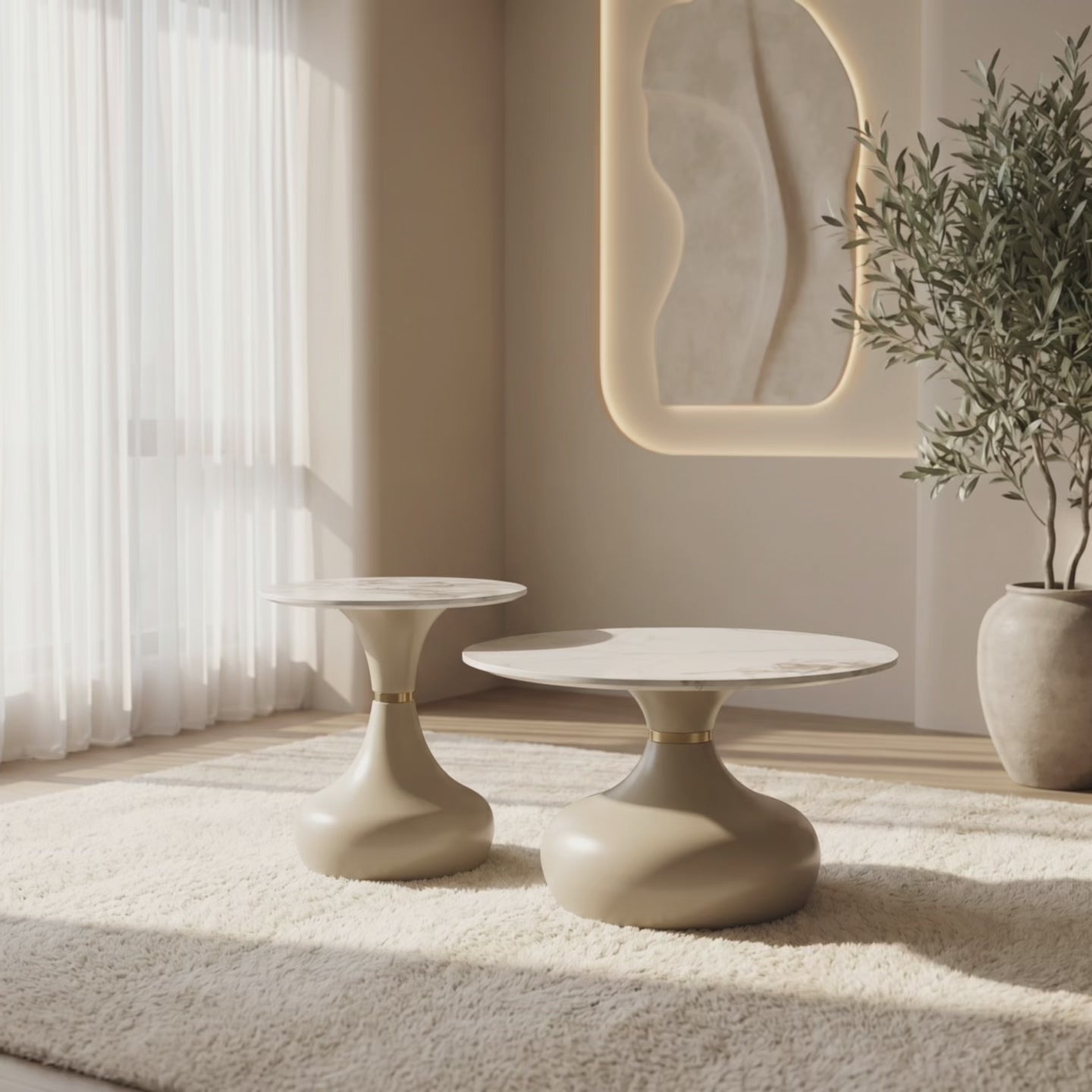 Load video: Beige Table Set