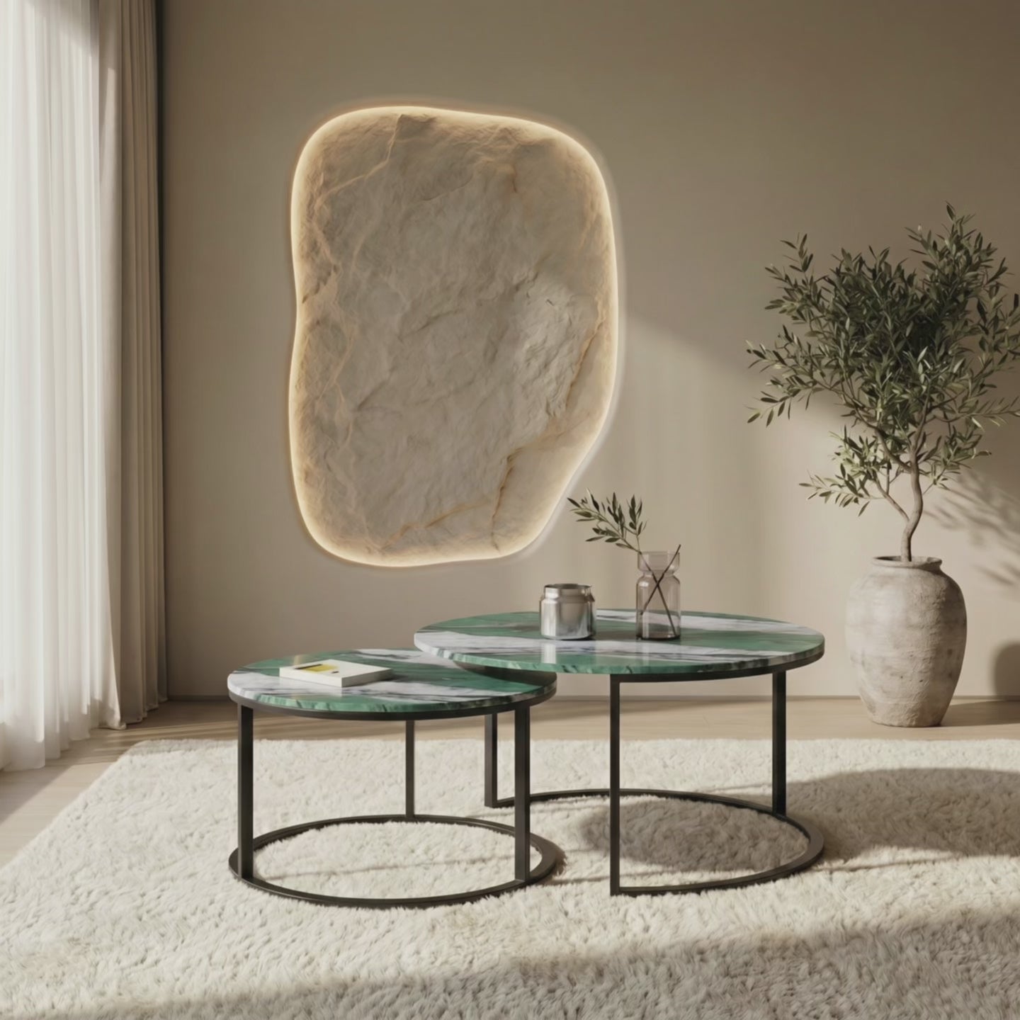 Load video: Two Marble-Effect Stacking Tables