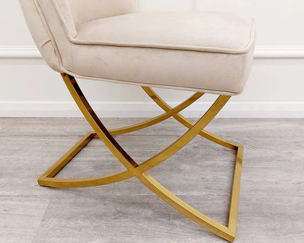 Sandhurst X Leg Dining Chair in Gold