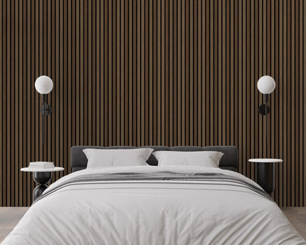 Walnut Decorative Acoustic Slat Wall Panel - 2400mm x 600mm
