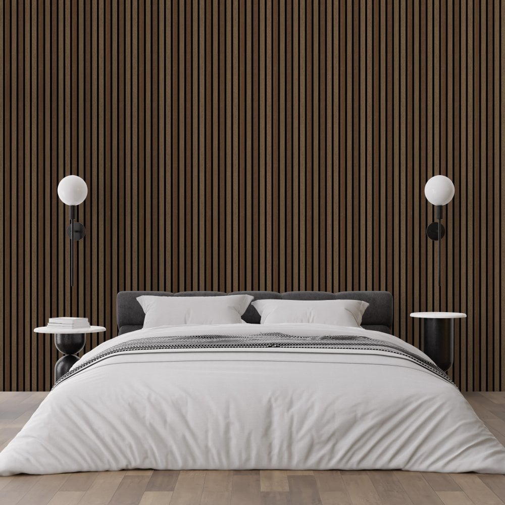 Walnut Decorative Acoustic Slat Wall Panel - 2400mm x 600mm