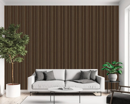 Walnut Decorative Acoustic Slat Wall Panel - 2400mm x 600mm